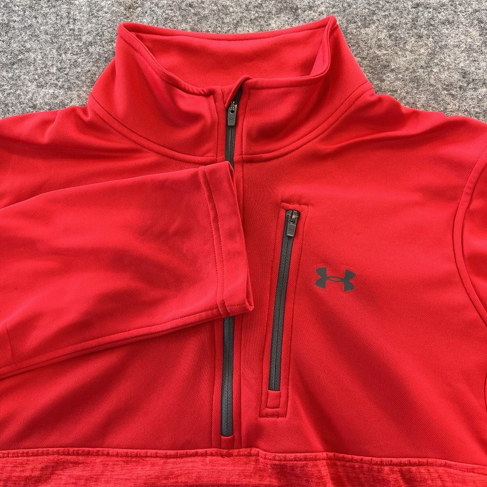 Under Armor Men's 1/4 Zip Red Fleece Pullover Size Large